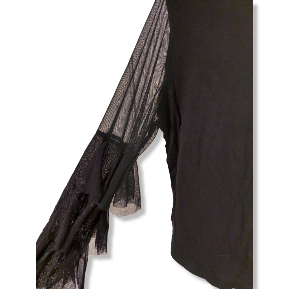 Vince Camuto Tier Sleeve Mesh Top - Picture 2 of 5